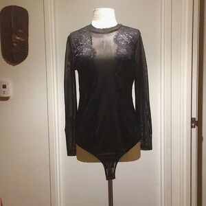 plus Size Sheer Lace Bodysuit